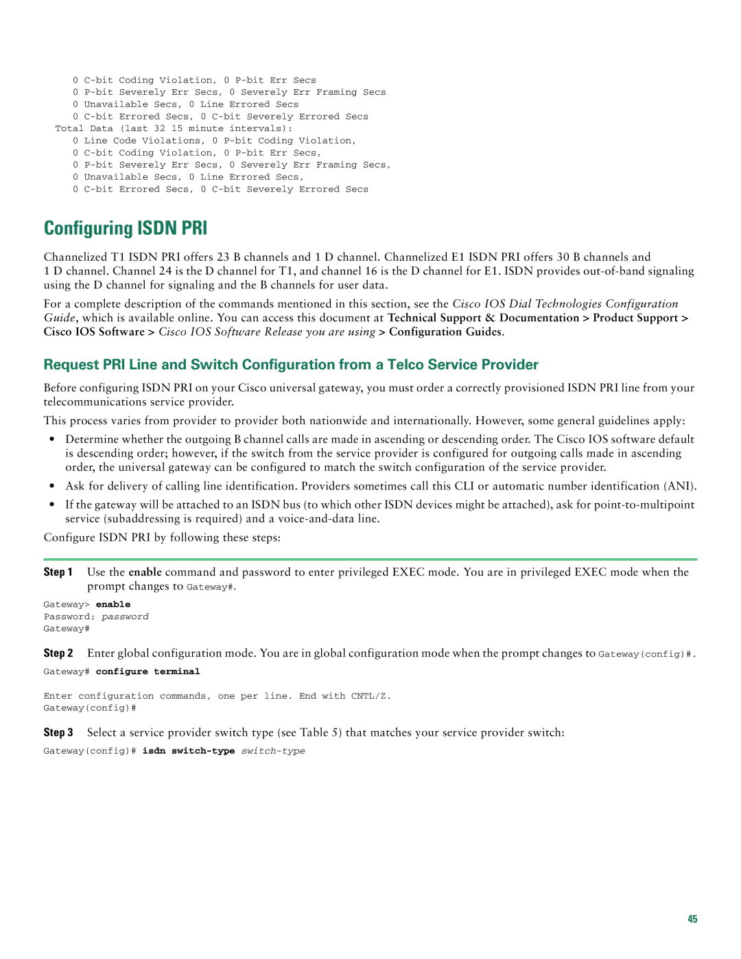 Cisco Systems AS5400XM quick start Configuring ISDN PRI 