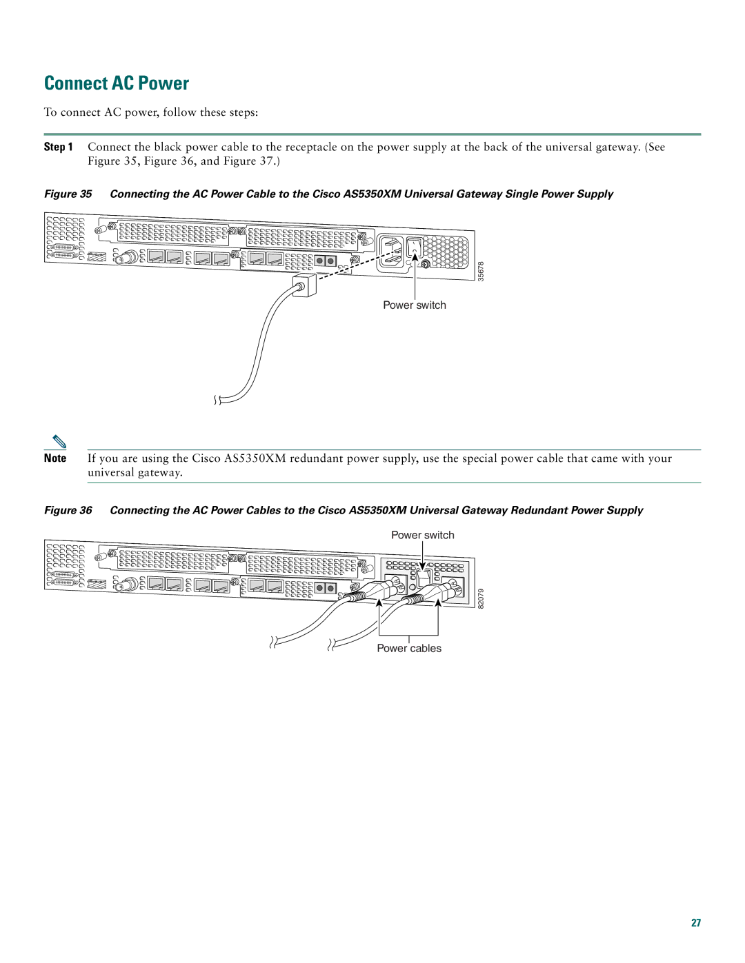 Cisco Systems AS5400XM quick start Connect AC Power 