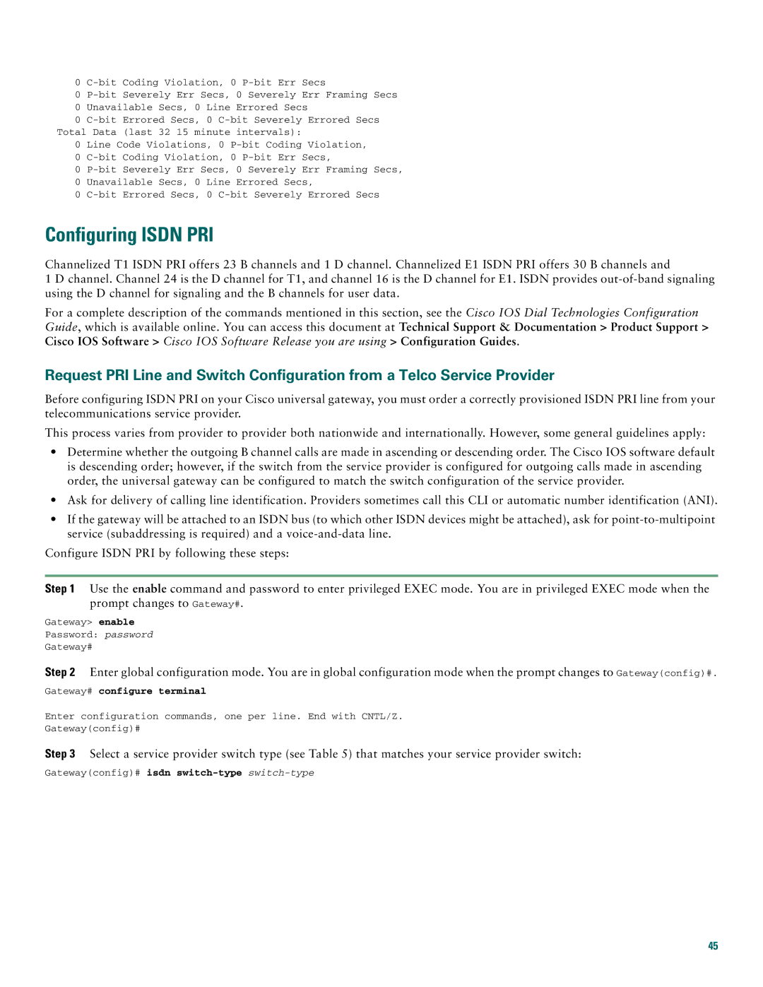 Cisco Systems AS5400XM quick start Configuring Isdn PRI 