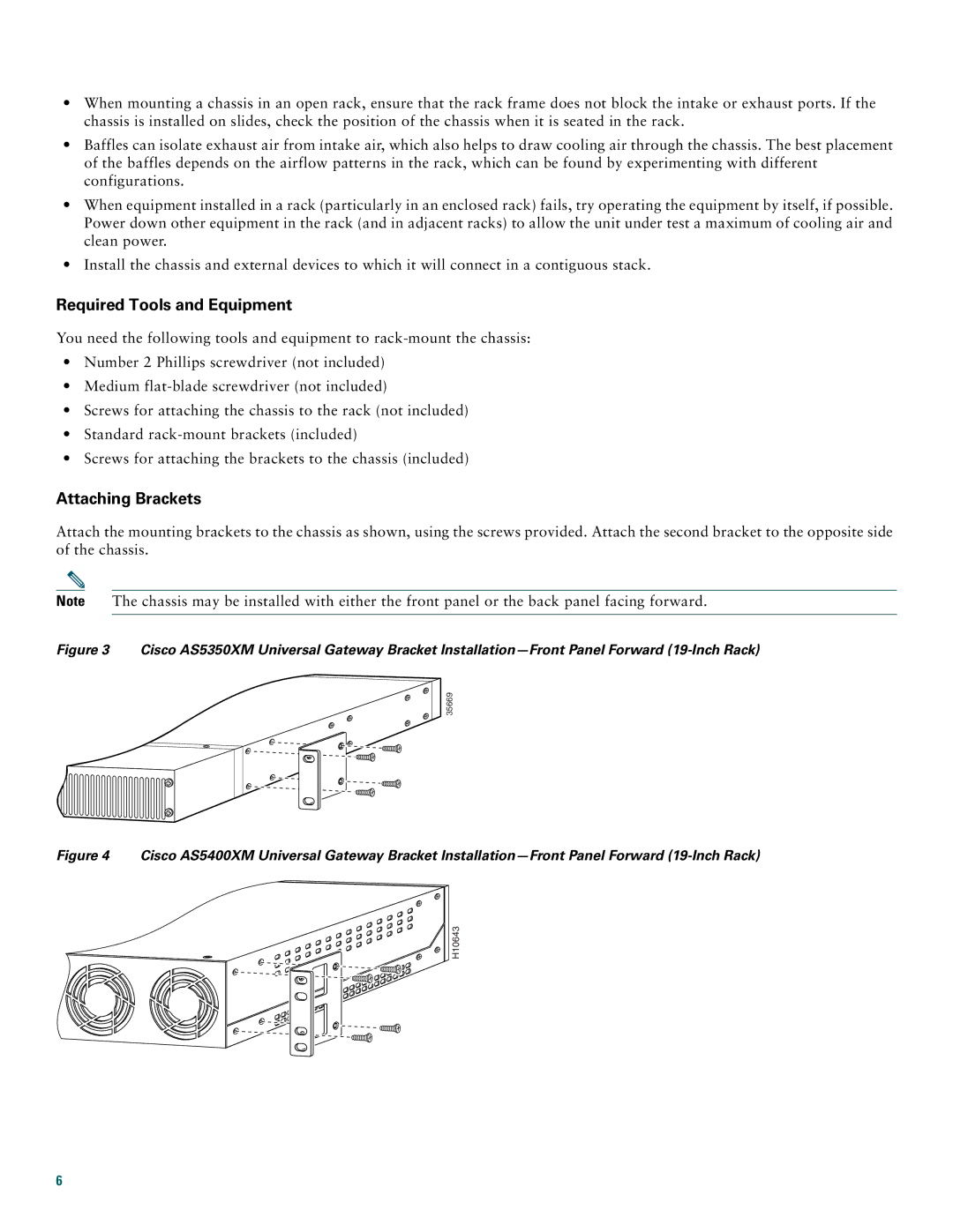 Cisco Systems AS5400XM quick start Required Tools and Equipment, Attaching Brackets 