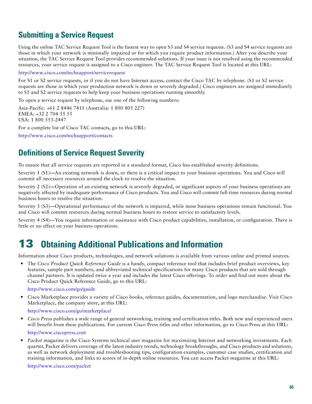 Cisco Systems AS5400XM quick start Obtaining Additional Publications and Information, Submitting a Service Request 