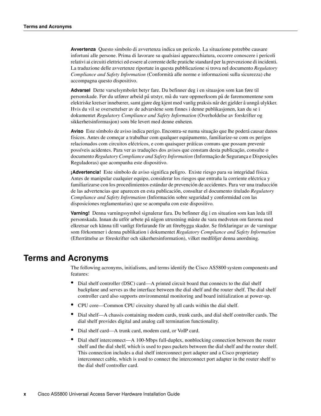 Cisco Systems AS5800 manual Terms and Acronyms 