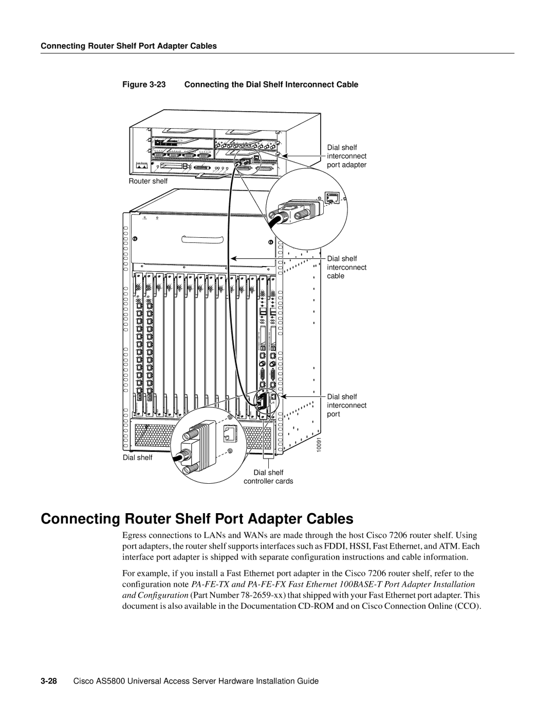 Cisco Systems AS5800 manual Connecting Router Shelf Port Adapter Cables 