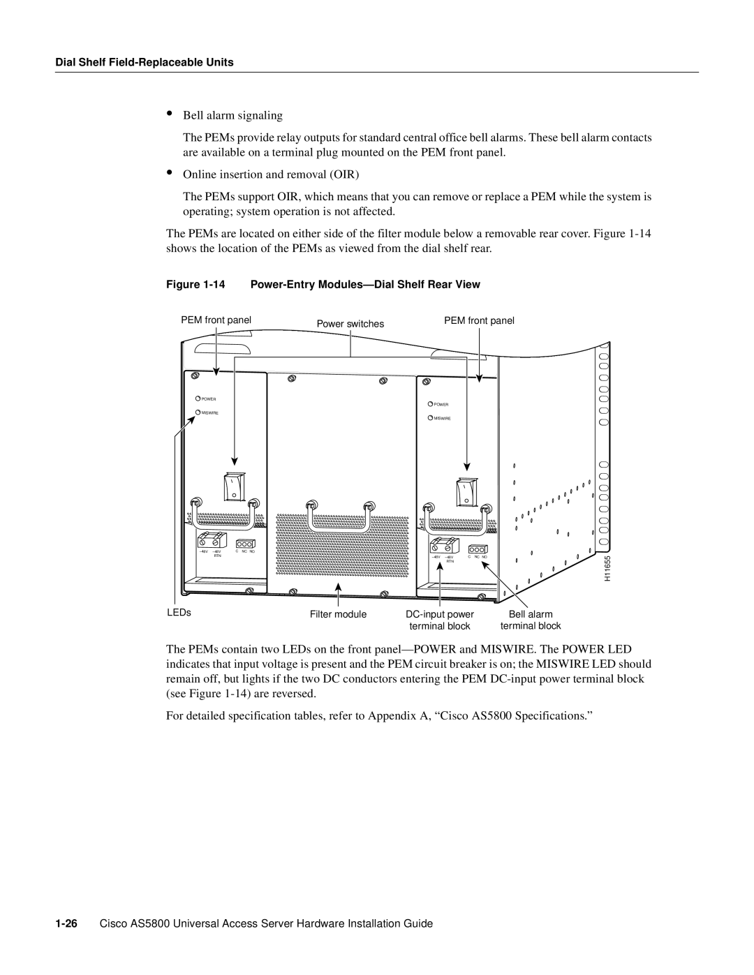 Cisco Systems AS5800 manual Power-Entry Modules-Dial Shelf Rear View 