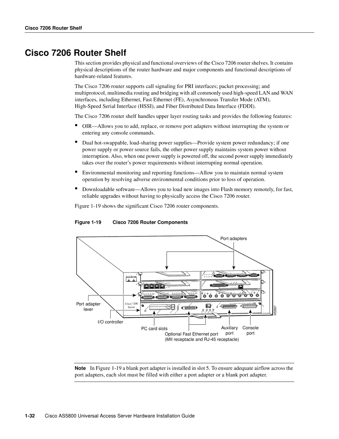 Cisco Systems AS5800 manual Cisco 7206 Router Shelf 