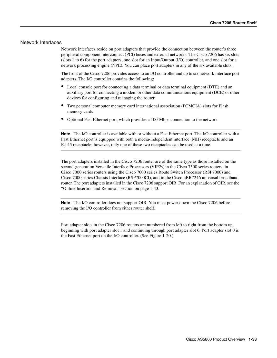 Cisco Systems AS5800 manual Network Interfaces 