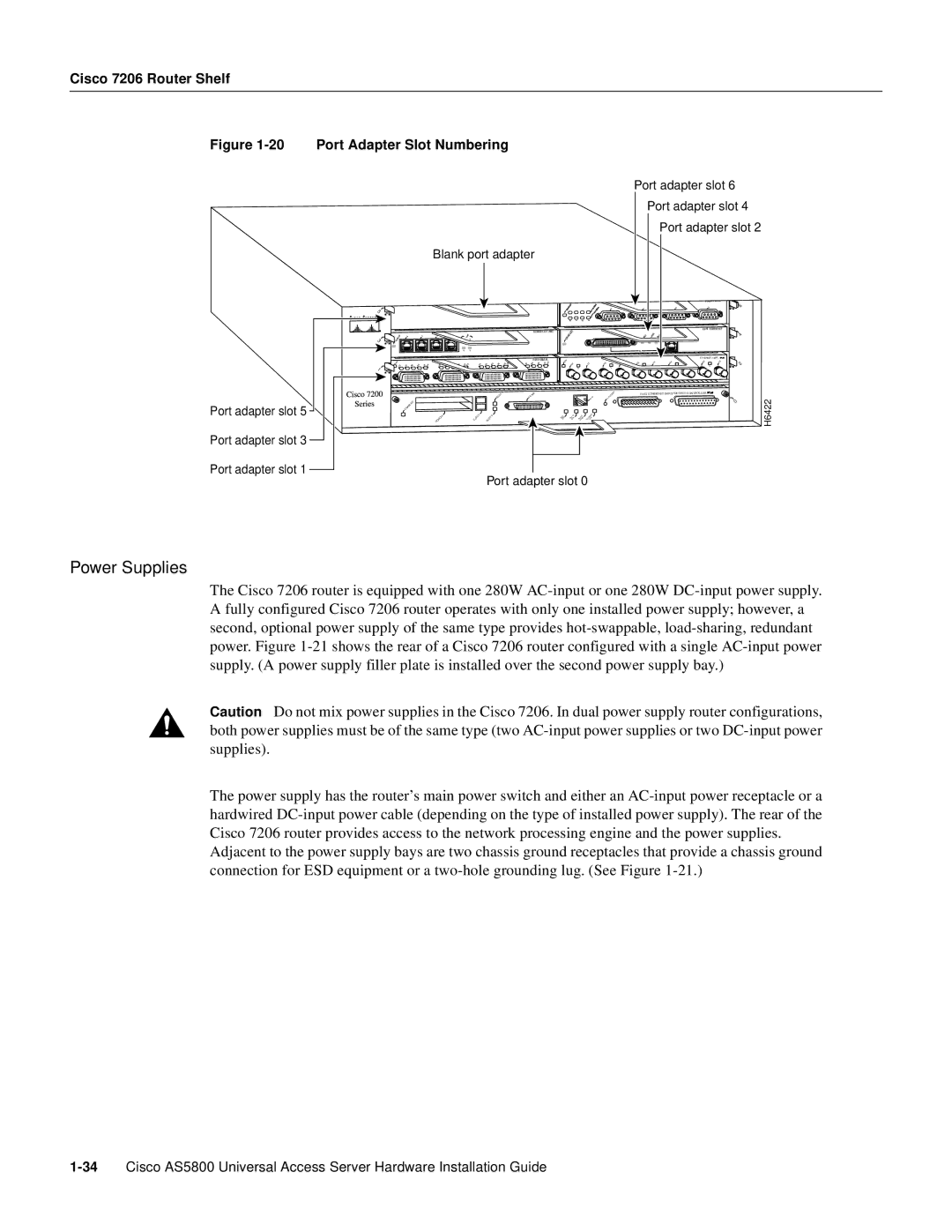 Cisco Systems AS5800 manual Power Supplies, Port Adapter Slot Numbering 