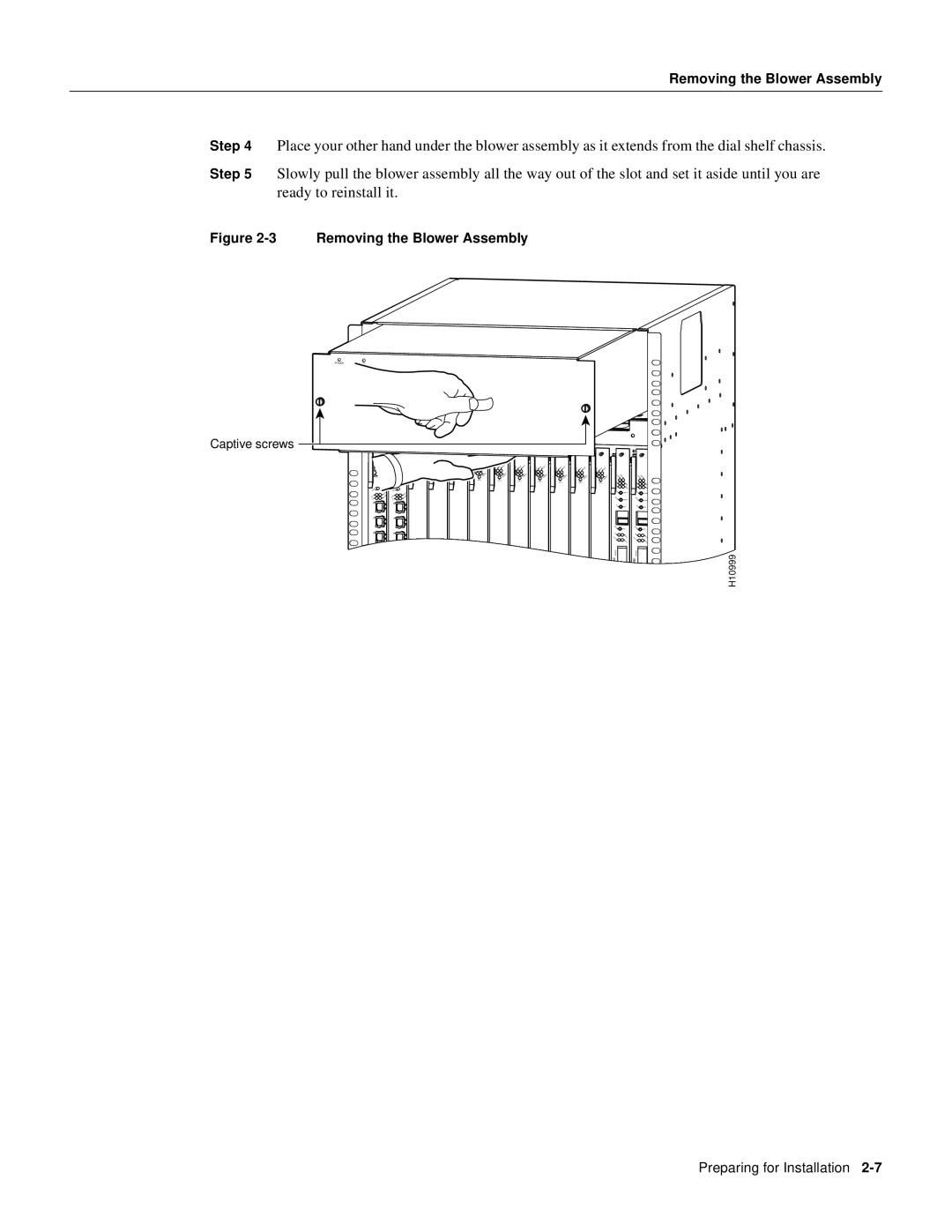 Cisco Systems AS5800 manual Removing the Blower Assembly, Captive screws 