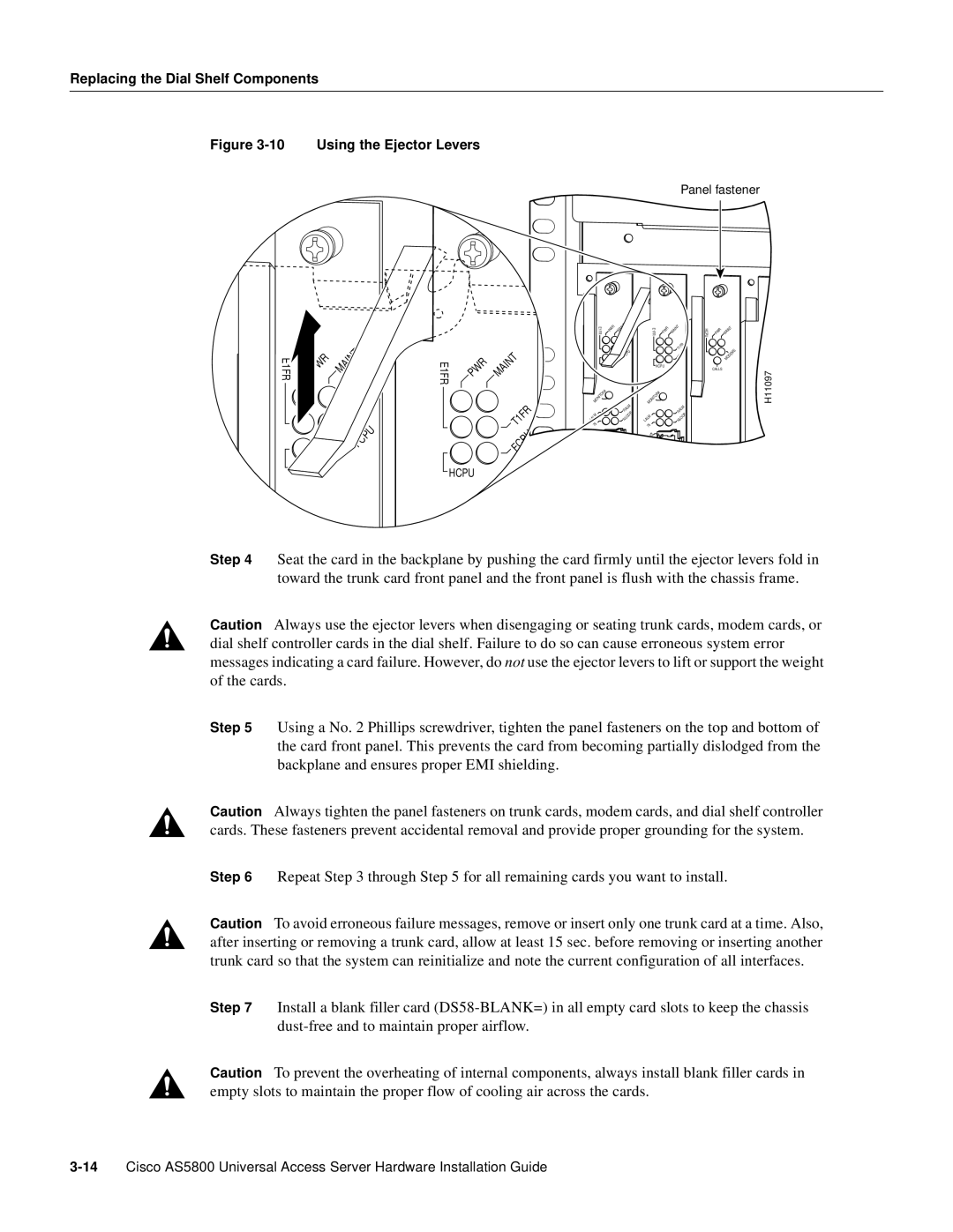 Cisco Systems AS5800 manual Using the Ejector Levers 