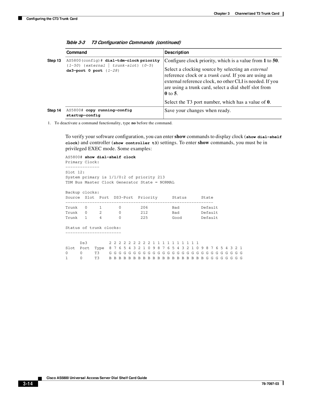 Cisco Systems AS5800 manual Configure clock priority, which is a value from 1 to 