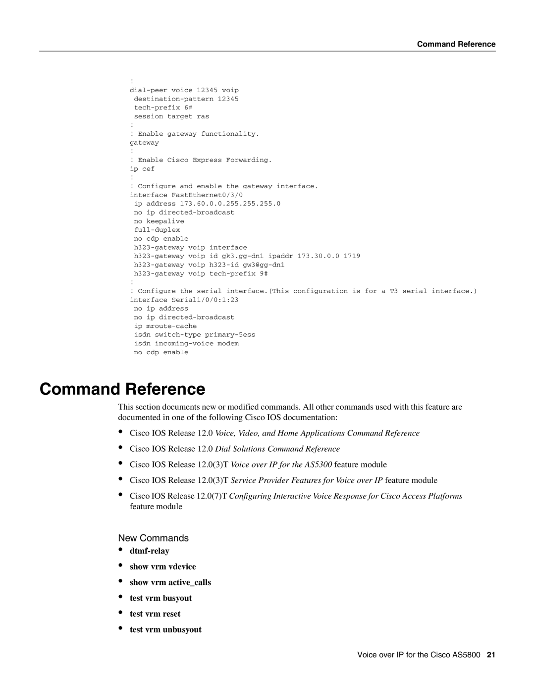 Cisco Systems AS5800 manual Command Reference, New Commands 