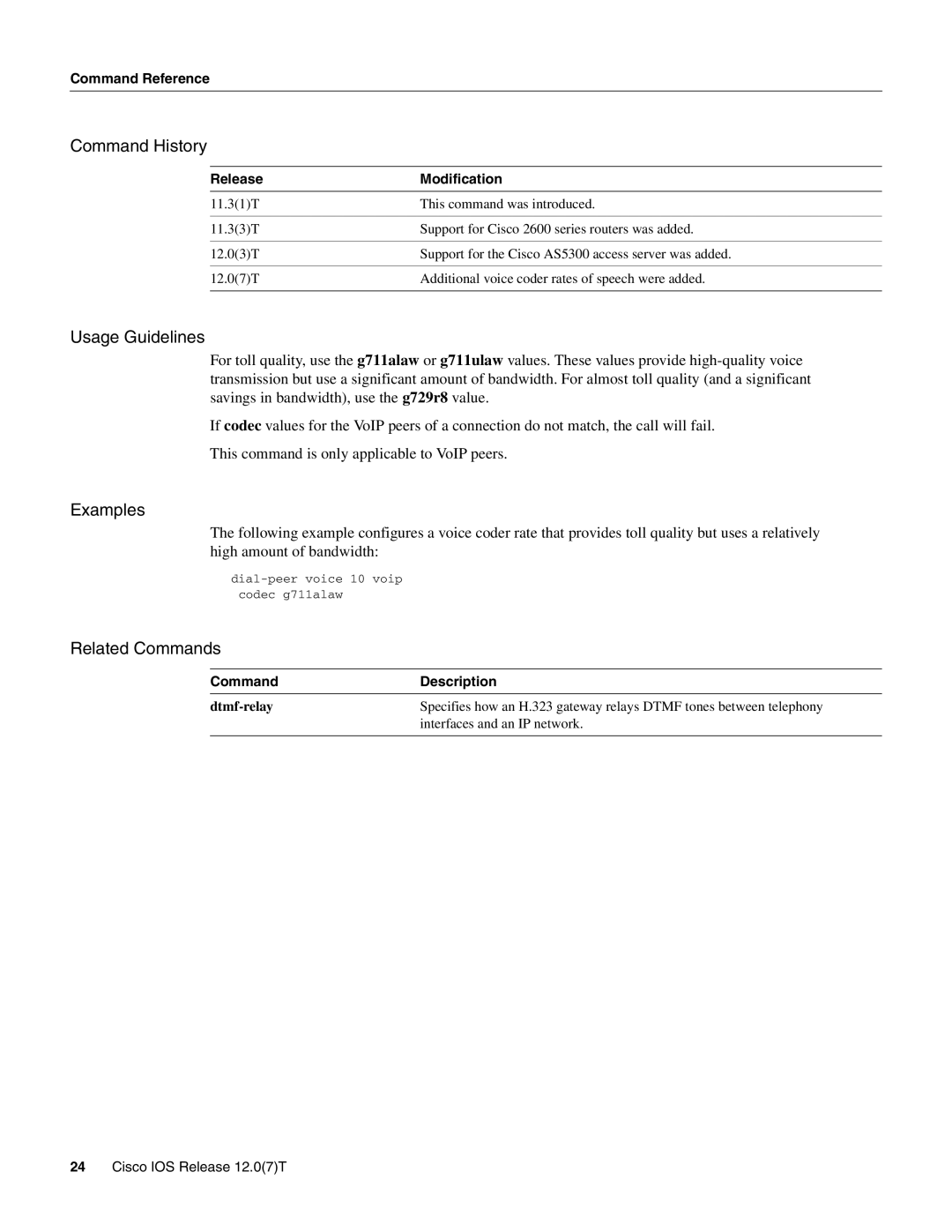 Cisco Systems AS5800 manual Command History, Usage Guidelines, Examples, Related Commands 