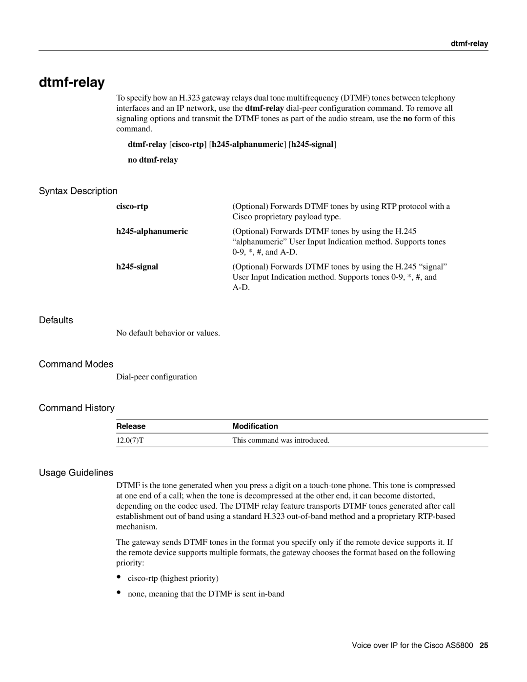 Cisco Systems AS5800 manual Dtmf-relay 