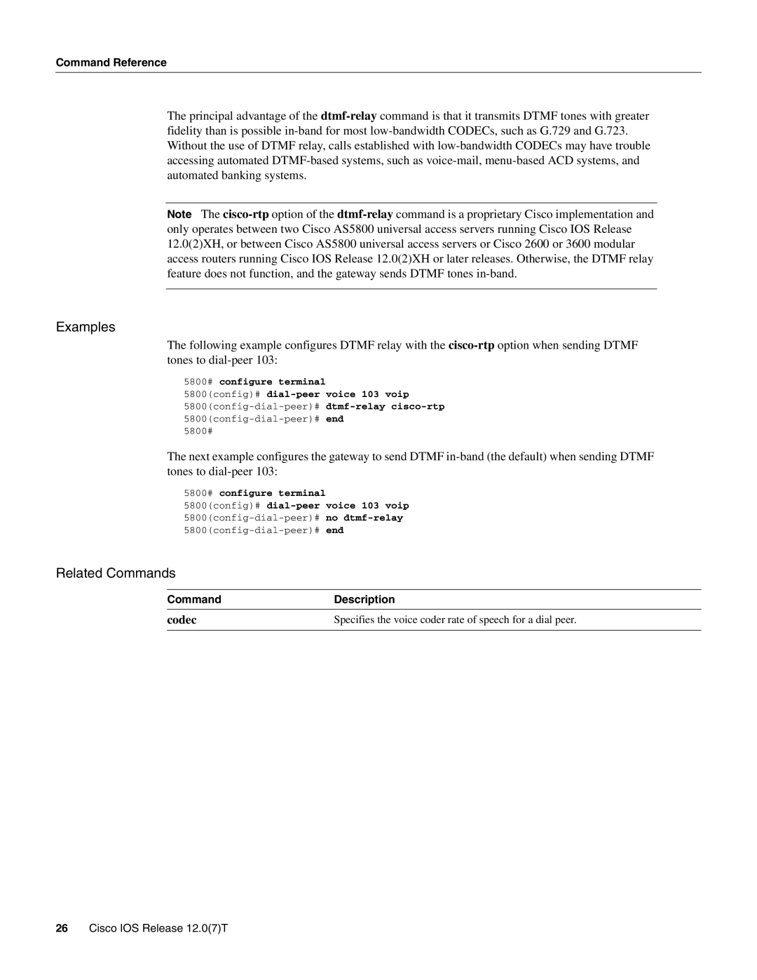 Cisco Systems AS5800 manual CommandDescription 