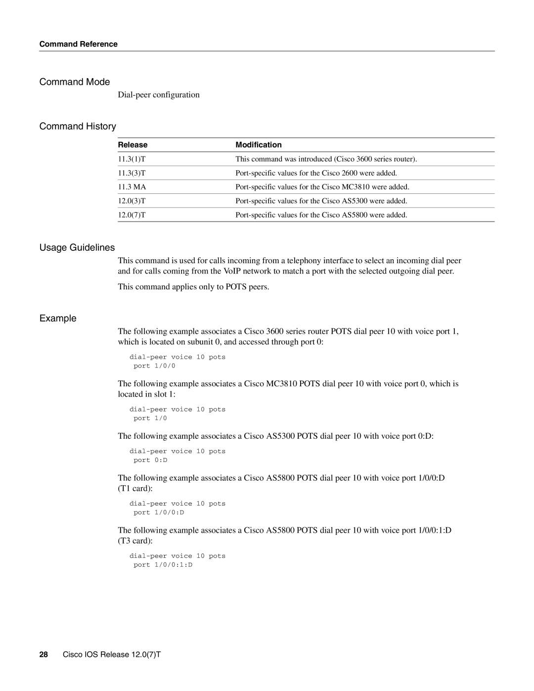 Cisco Systems AS5800 manual Command Mode, Example 