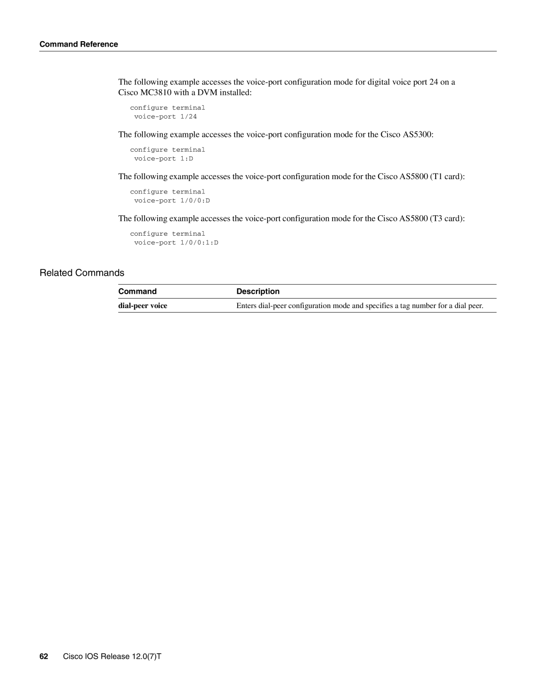 Cisco Systems AS5800 manual Dial-peer voice 