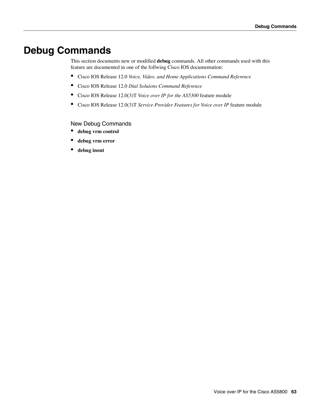 Cisco Systems AS5800 manual New Debug Commands 