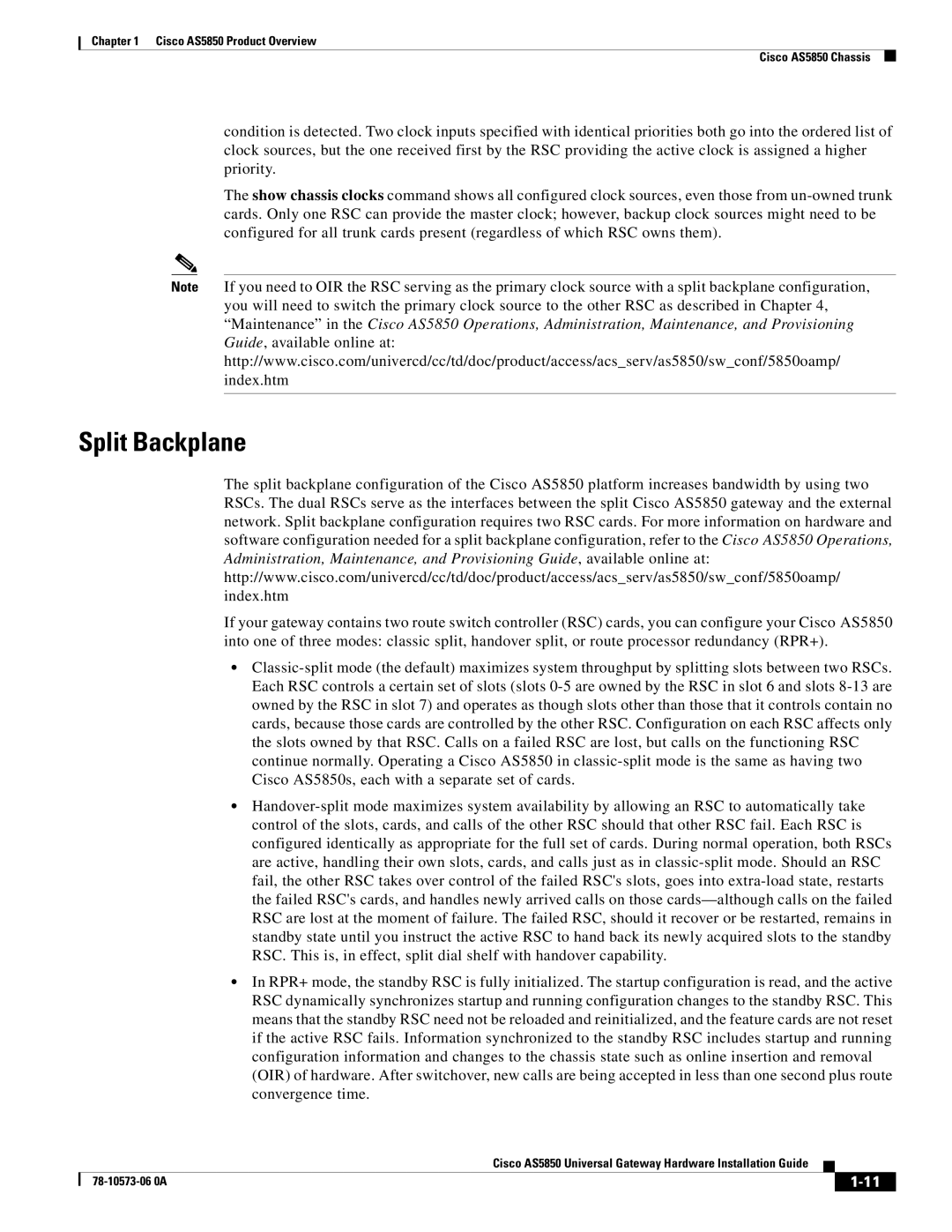 Cisco Systems AS5850 manual Split Backplane 