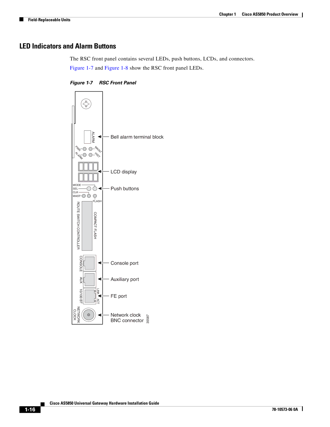 Cisco Systems AS5850 manual LED Indicators and Alarm Buttons 