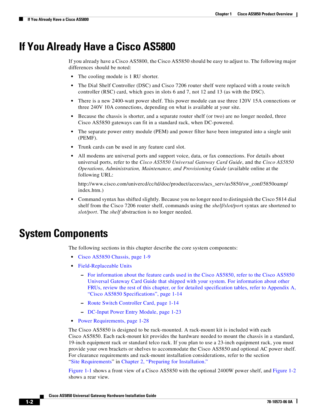 Cisco Systems AS5850 manual If You Already Have a Cisco AS5800, System Components 