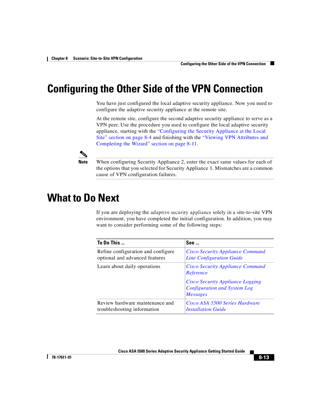 Cisco Systems ASA 5500 manual Configuring the Other Side of the VPN Connection 