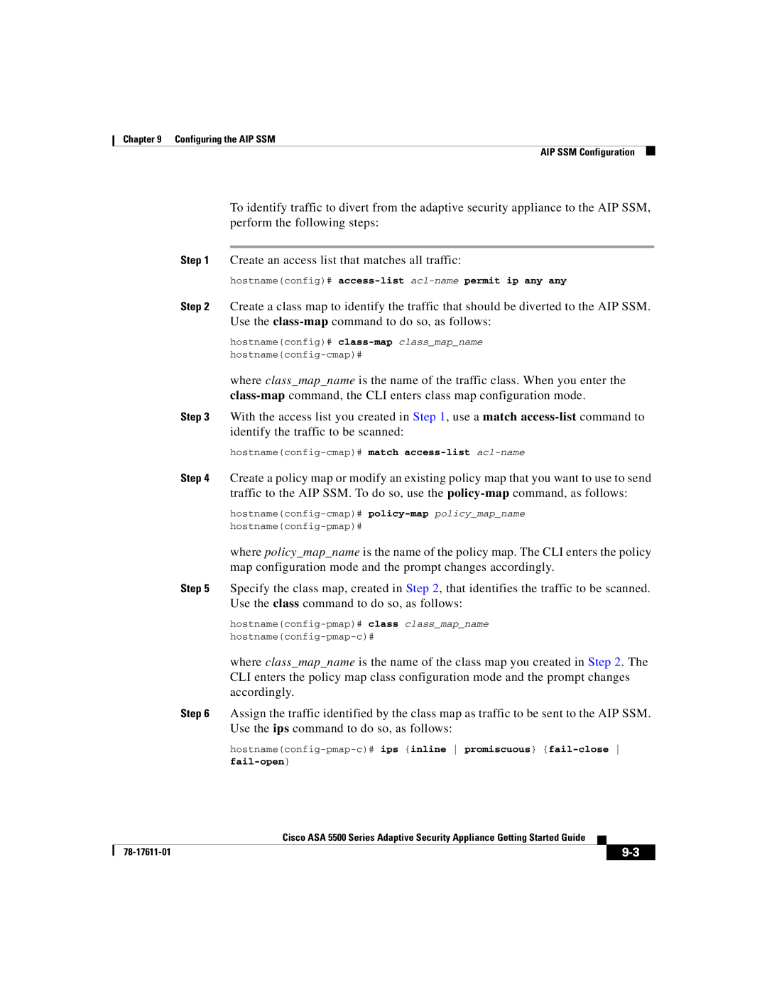 Cisco Systems ASA 5500 manual Hostnameconfig# class-mapclassmapname hostnameconfig-cmap# 