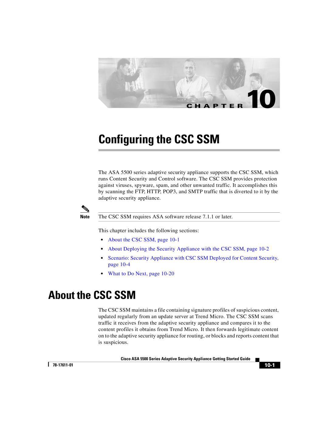 Cisco Systems ASA 5500 manual About the CSC SSM, 10-1 