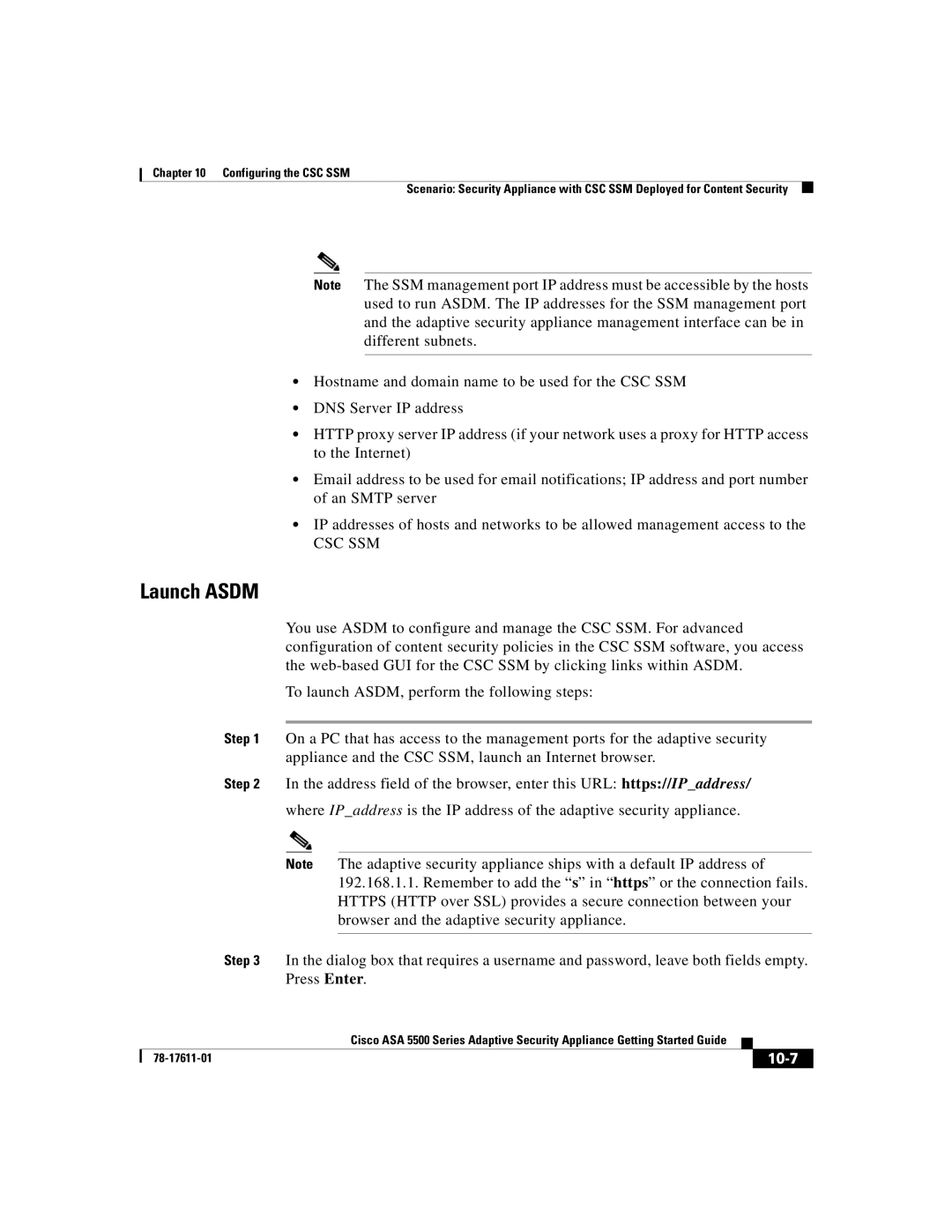 Cisco Systems ASA 5500 manual Launch Asdm, 10-7 