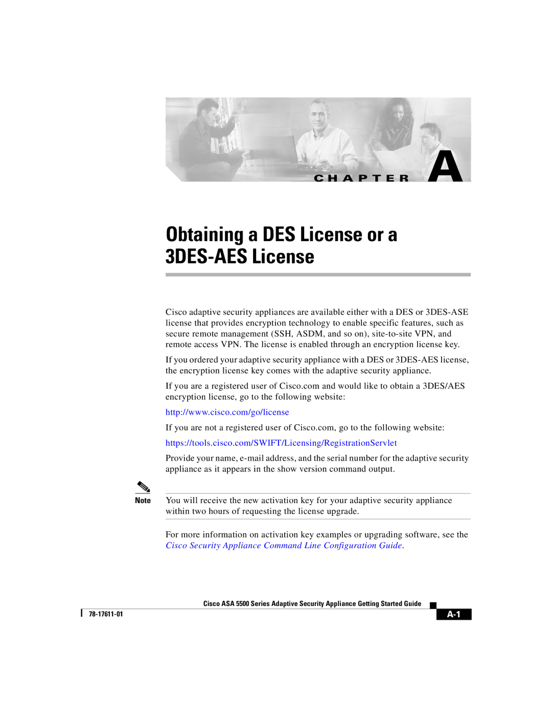 Cisco Systems ASA 5500 manual Obtaining a DES License or a 3DES-AES License 