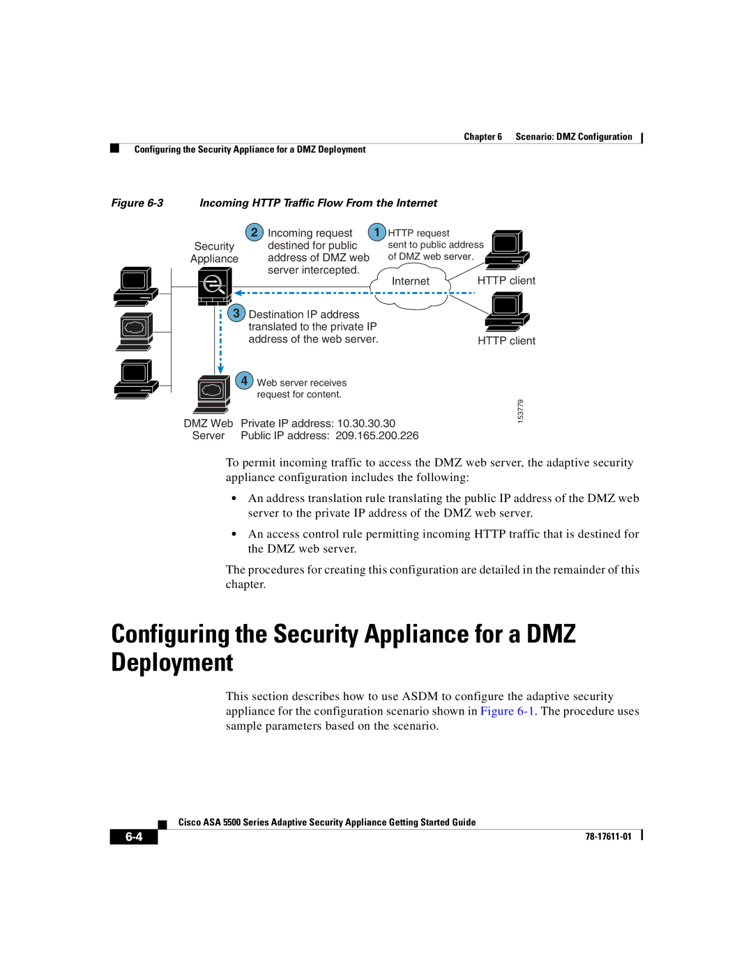 Cisco Systems ASA 5500 manual Configuring the Security Appliance for a DMZ Deployment 