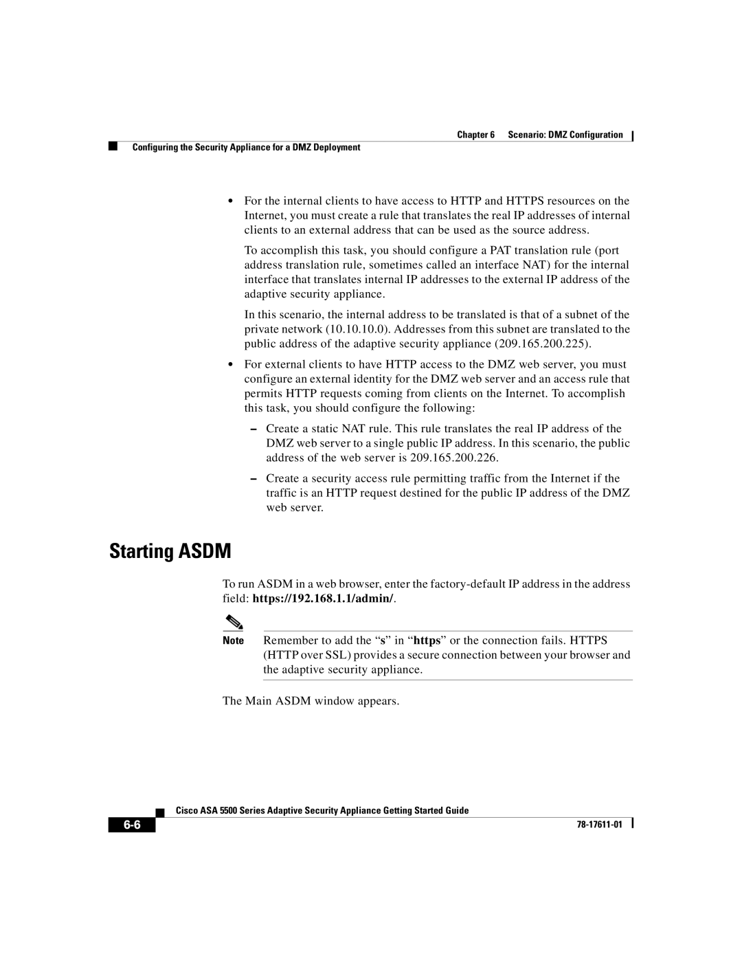 Cisco Systems ASA 5500 manual Starting Asdm 