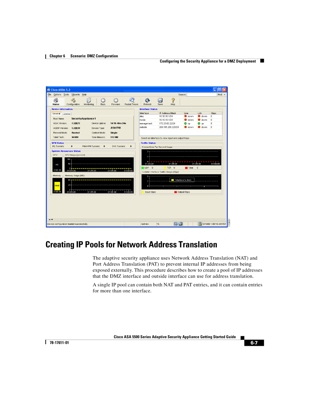 Cisco Systems ASA 5500 manual Creating IP Pools for Network Address Translation 