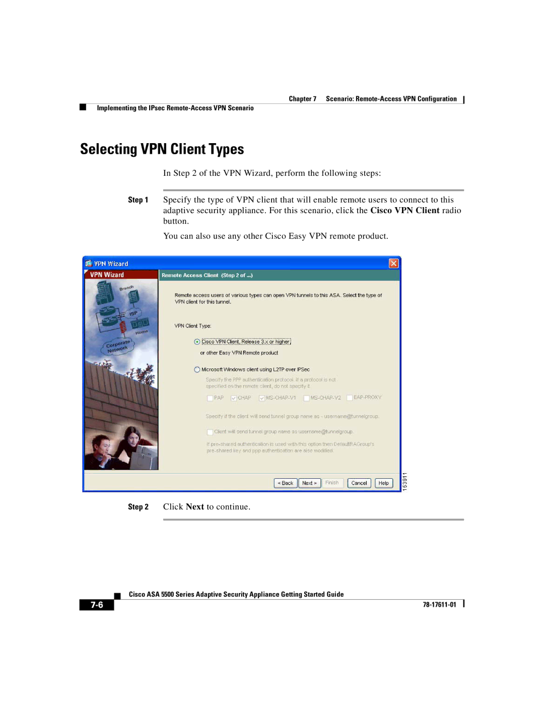 Cisco Systems ASA 5500 manual Selecting VPN Client Types 