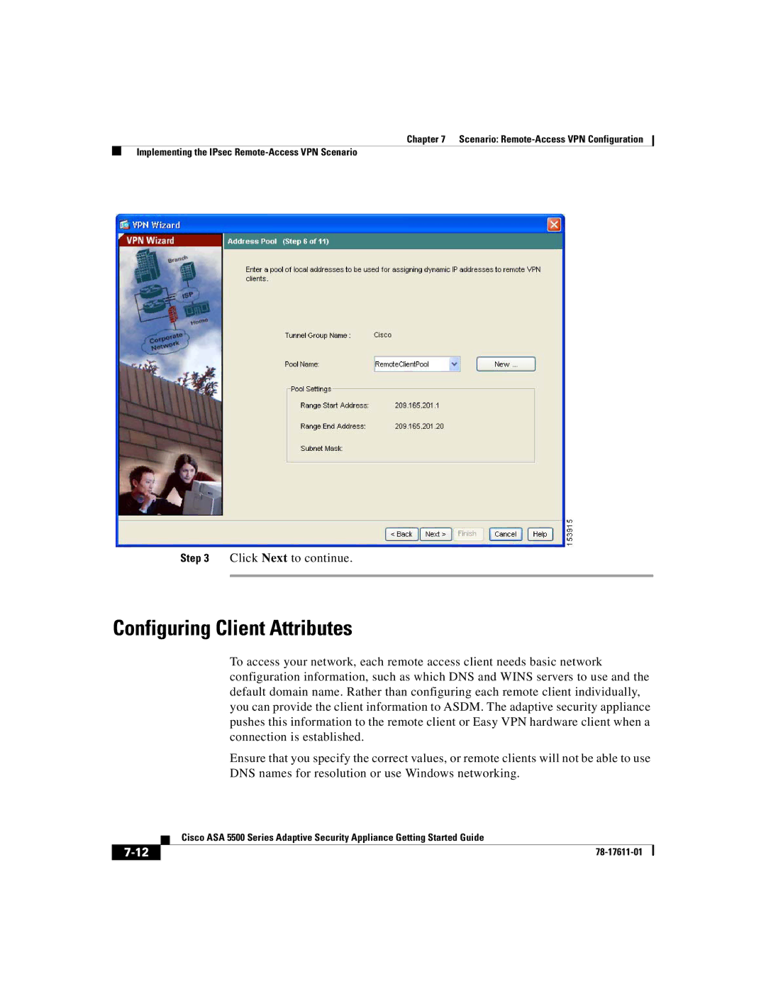 Cisco Systems ASA 5500 manual Configuring Client Attributes 