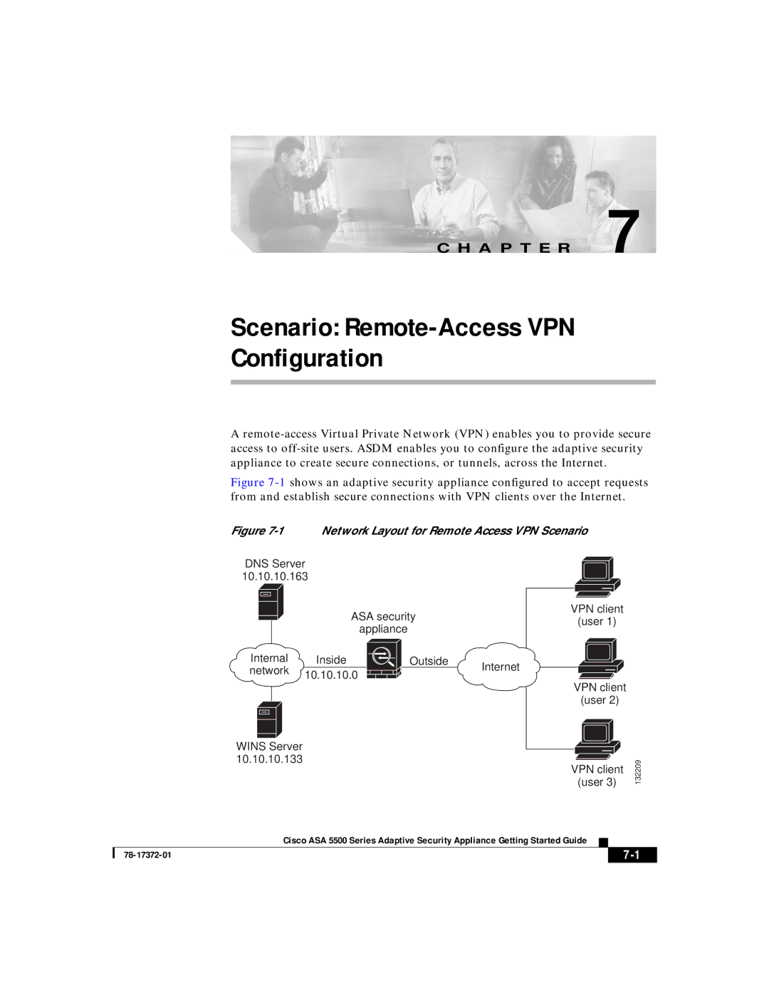 Cisco Systems ASA 5500 manual Scenario Remote-Access VPN Configuration 