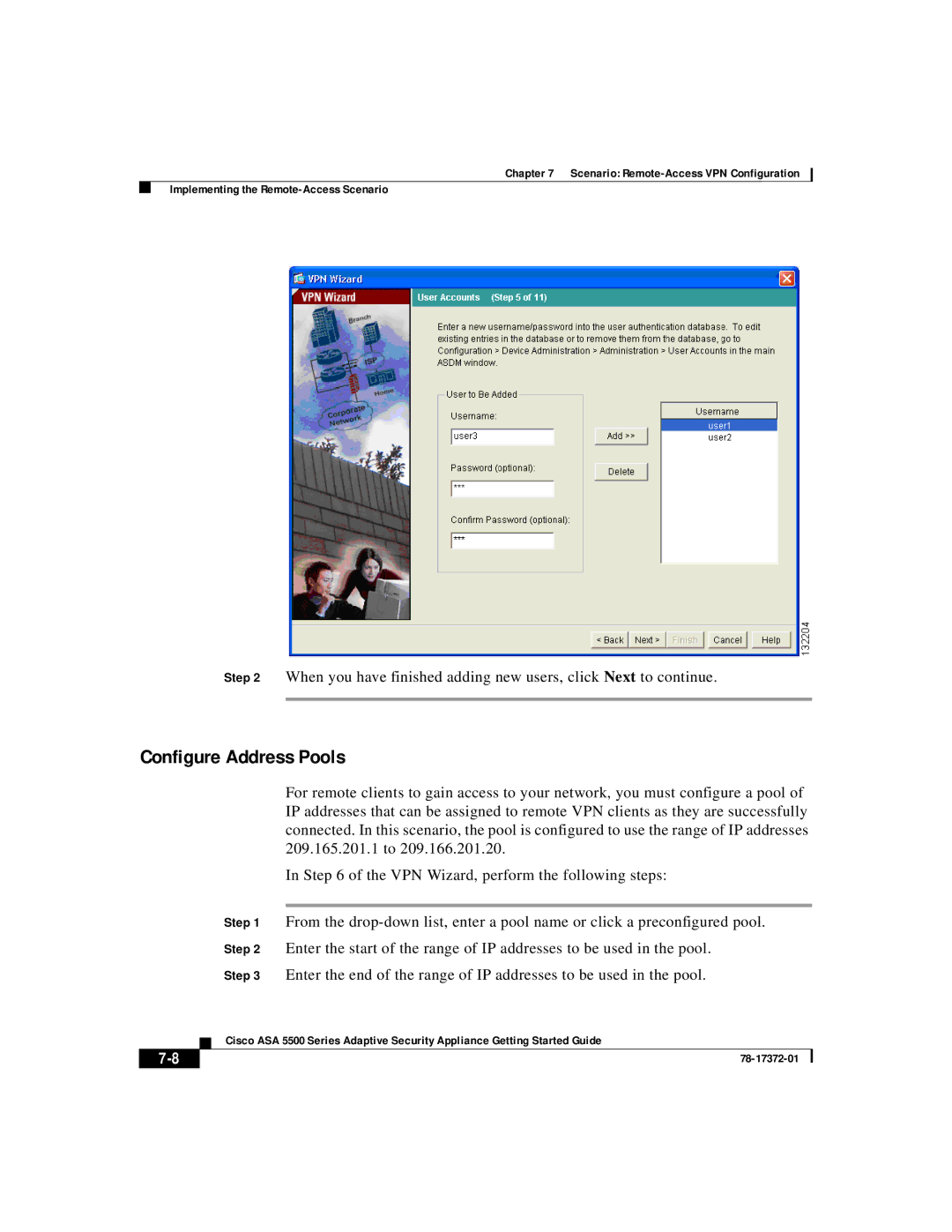 Cisco Systems ASA 5500 manual Configure Address Pools 