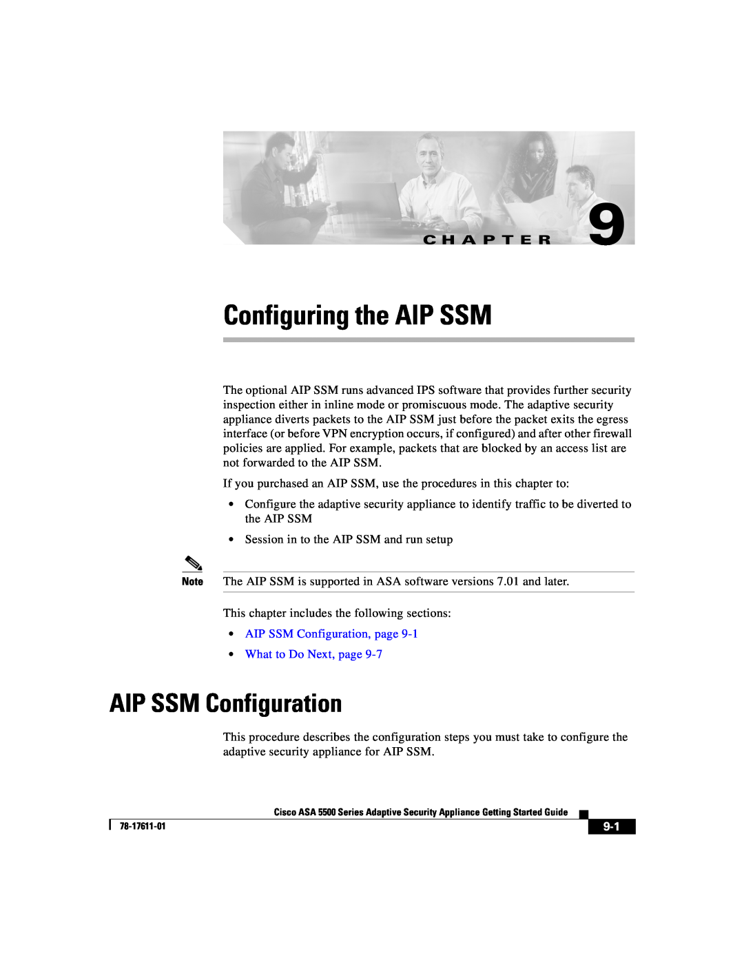 Cisco Systems ASA 5500 Configuring the AIP SSM, C H A P T E R, •AIP SSM Configuration, page, What to Do Next, page 