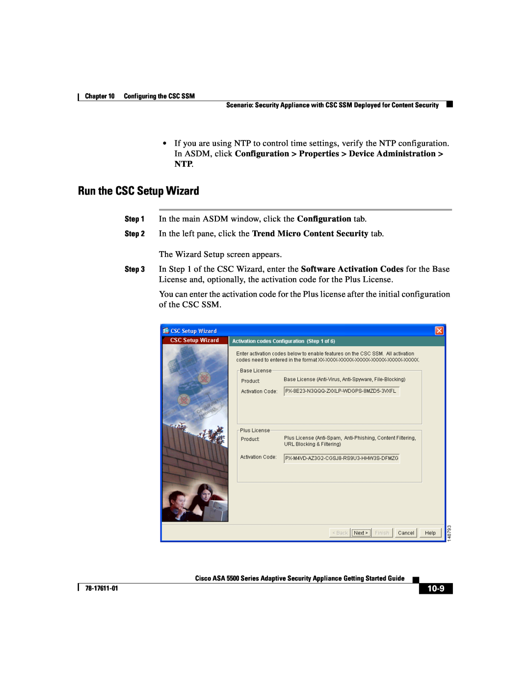 Cisco Systems ASA 5500 manual Run the CSC Setup Wizard, 10-9 