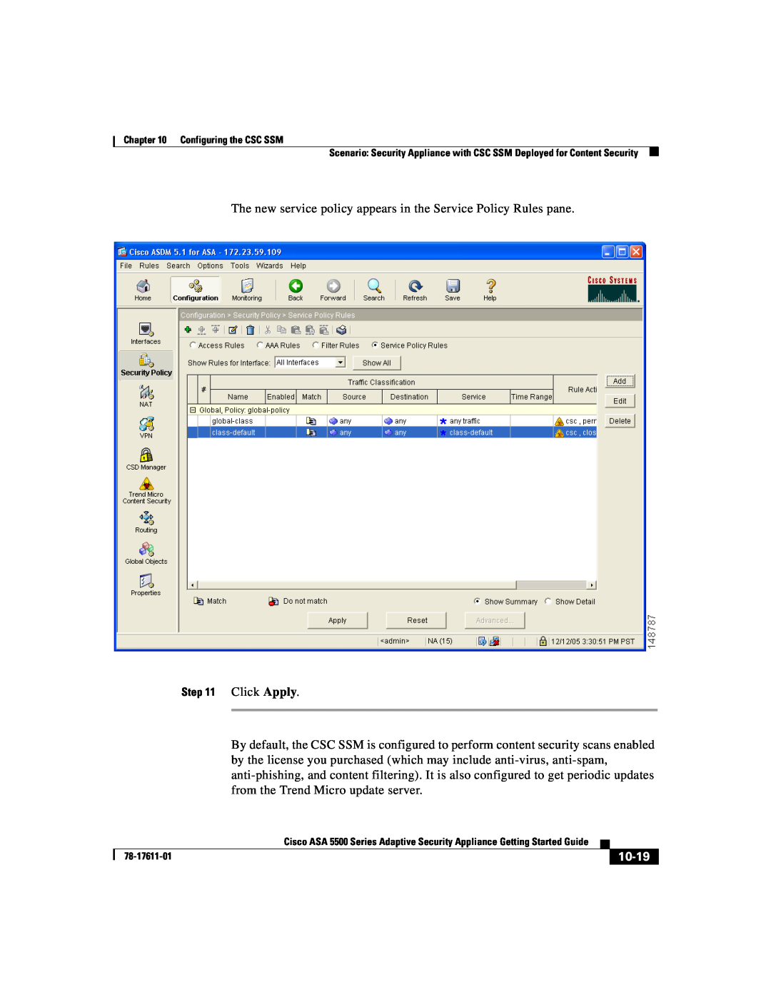 Cisco Systems ASA 5500 manual 10-19, Click Apply 