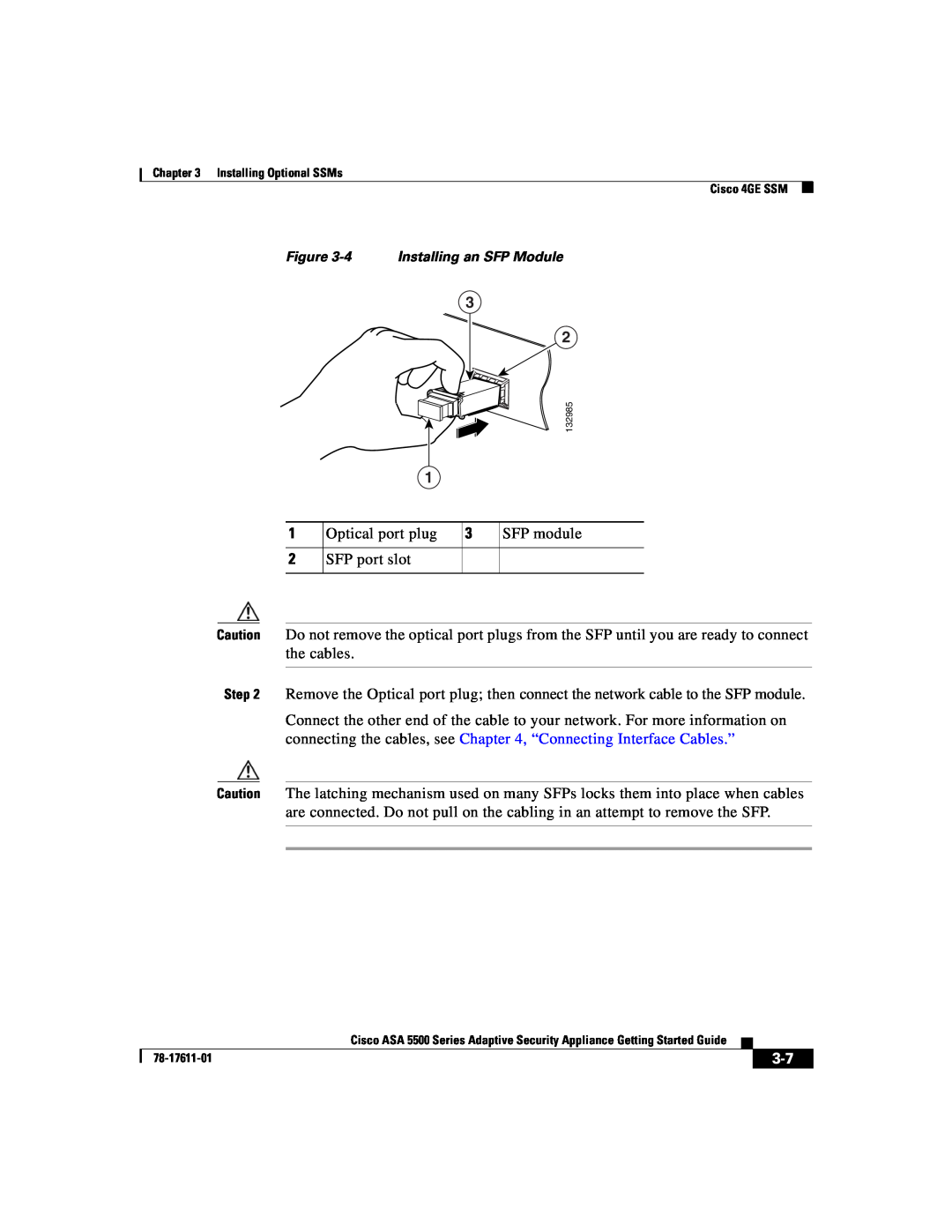 Cisco Systems ASA 5500 manual Optical port plug 
