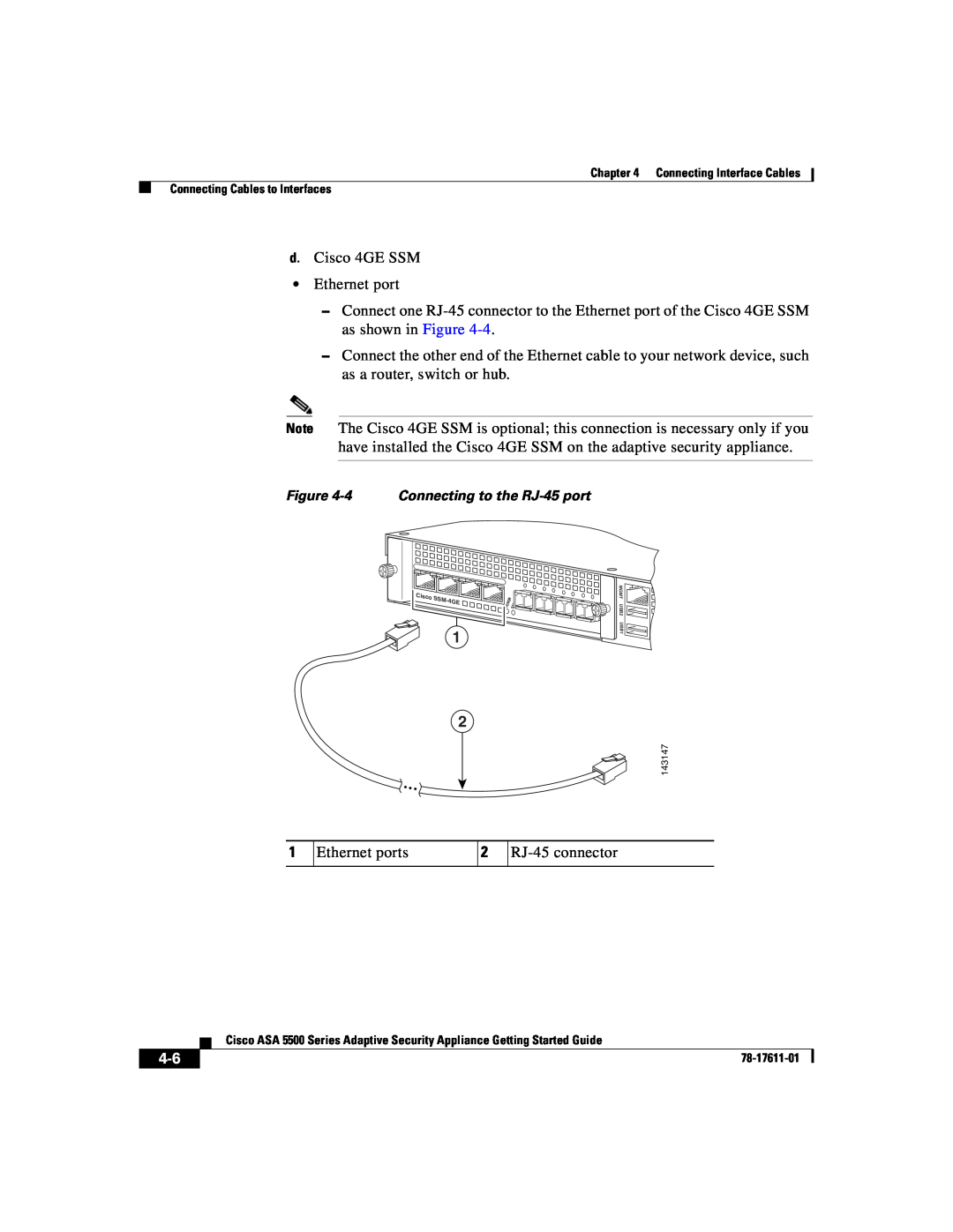 Cisco Systems ASA 5500 manual d.Cisco 4GE SSM Ethernet port 