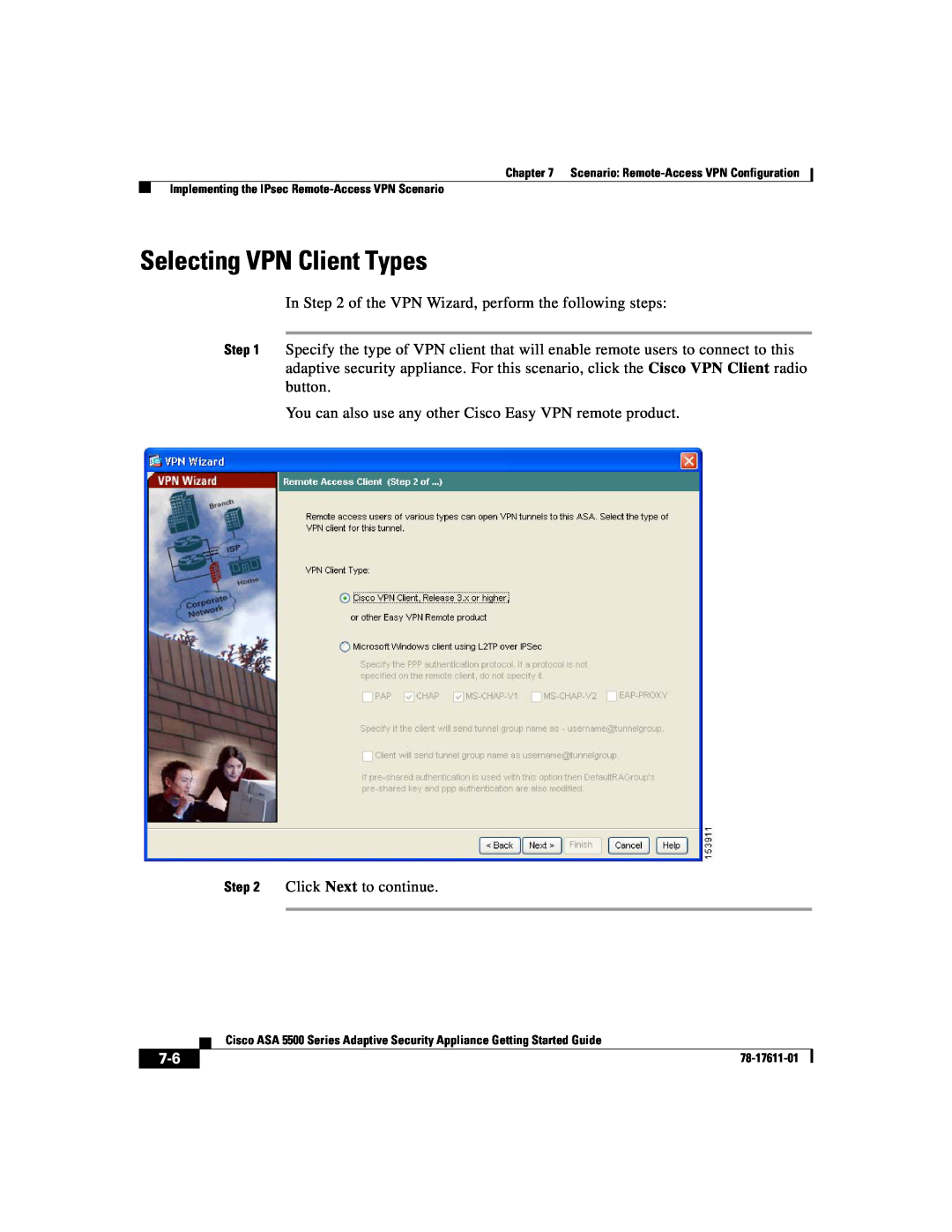 Cisco Systems ASA 5500 manual Selecting VPN Client Types 