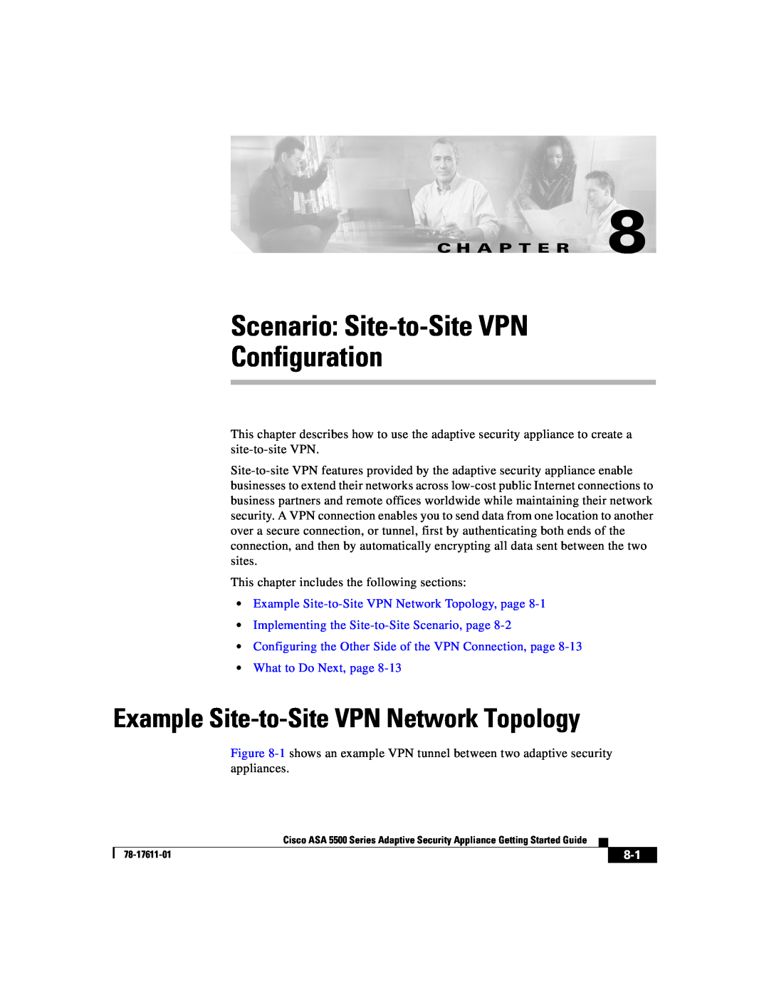 Cisco Systems ASA 5500 Scenario: Site-to-SiteVPN Configuration, Example Site-to-SiteVPN Network Topology, C H A P T E R 