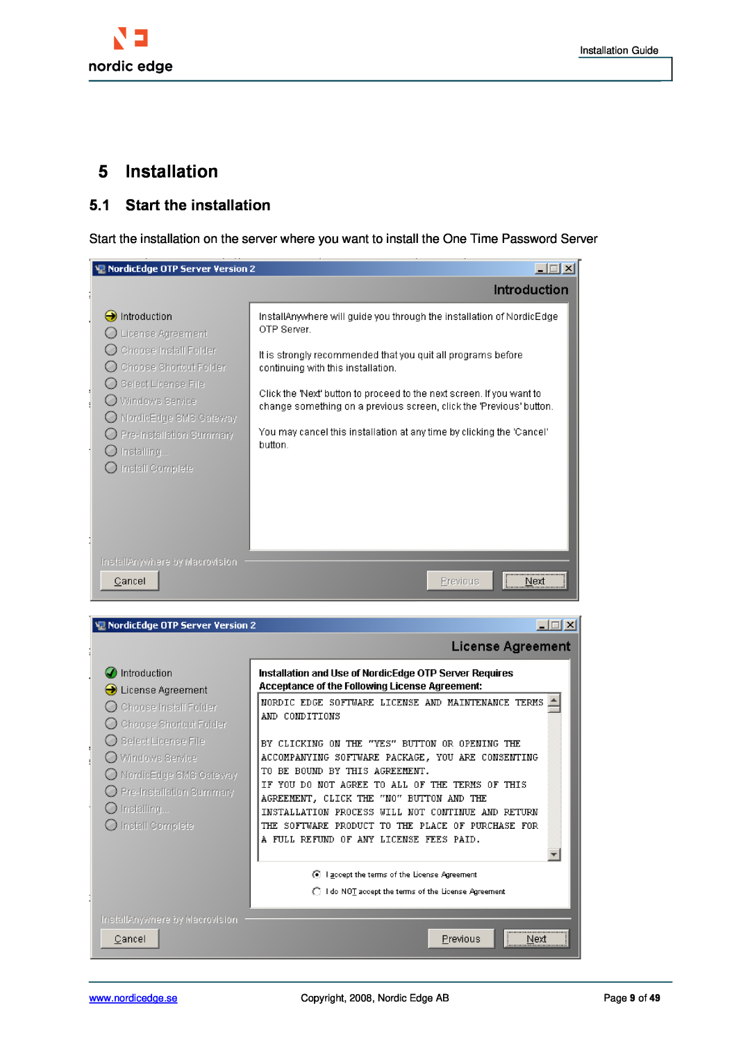 Cisco Systems ASA 5500 manual Installation Guide, Copyright, 2008, Nordic Edge AB, Page 9 of 