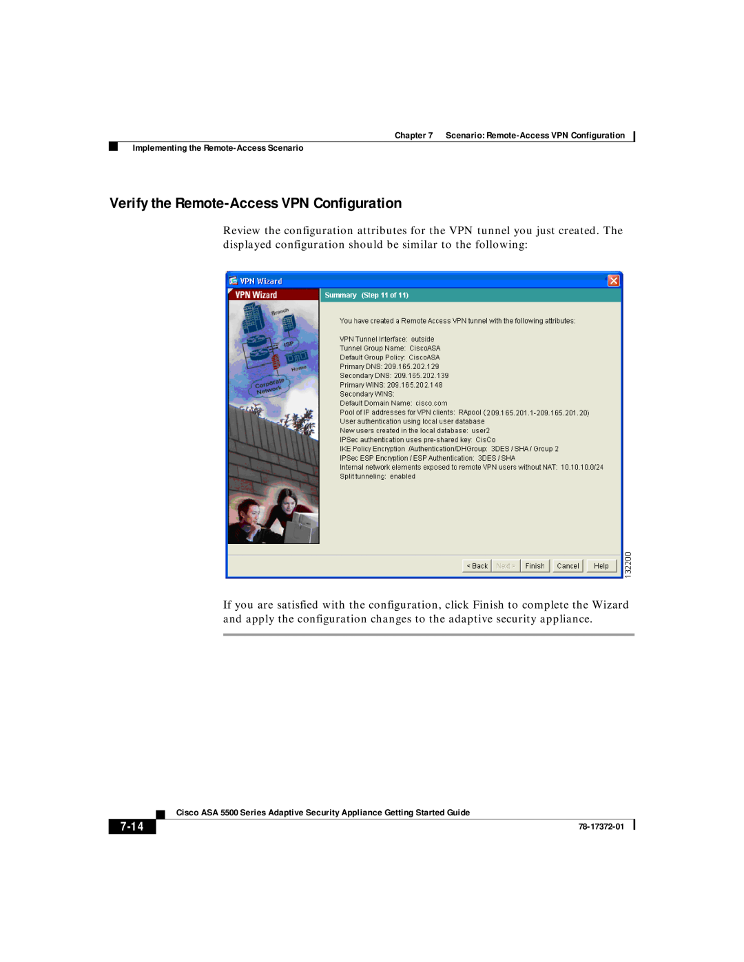 Cisco Systems ASA 5500 manual Verify the Remote-AccessVPN Configuration, 7-14 