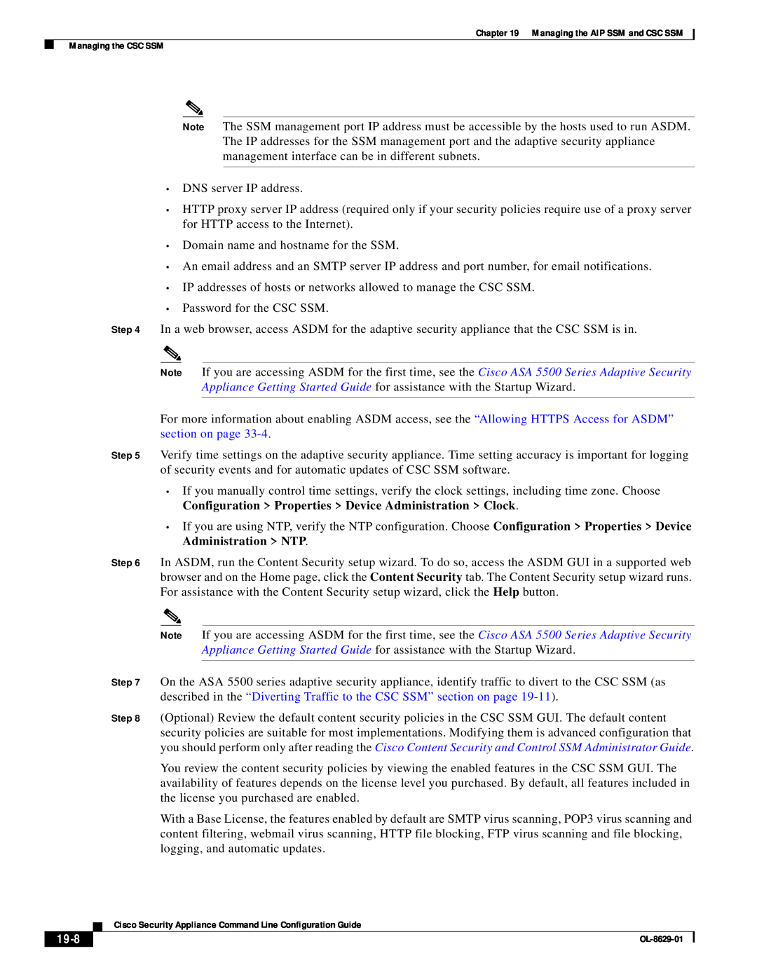 Cisco Systems ASA 5500 manual 19-8, •DNS server IP address 