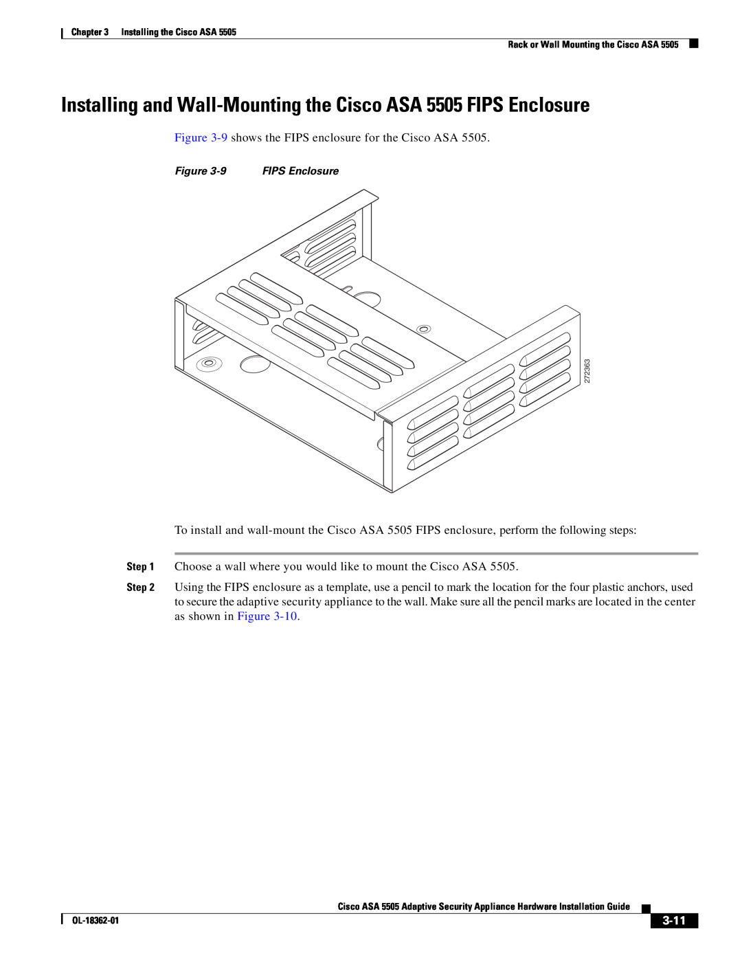 Cisco Systems ASA 5505BUNK9, ASA5505BUNK9, ASA5505K8RF manual 3-11, Figure, FIPS Enclosure 