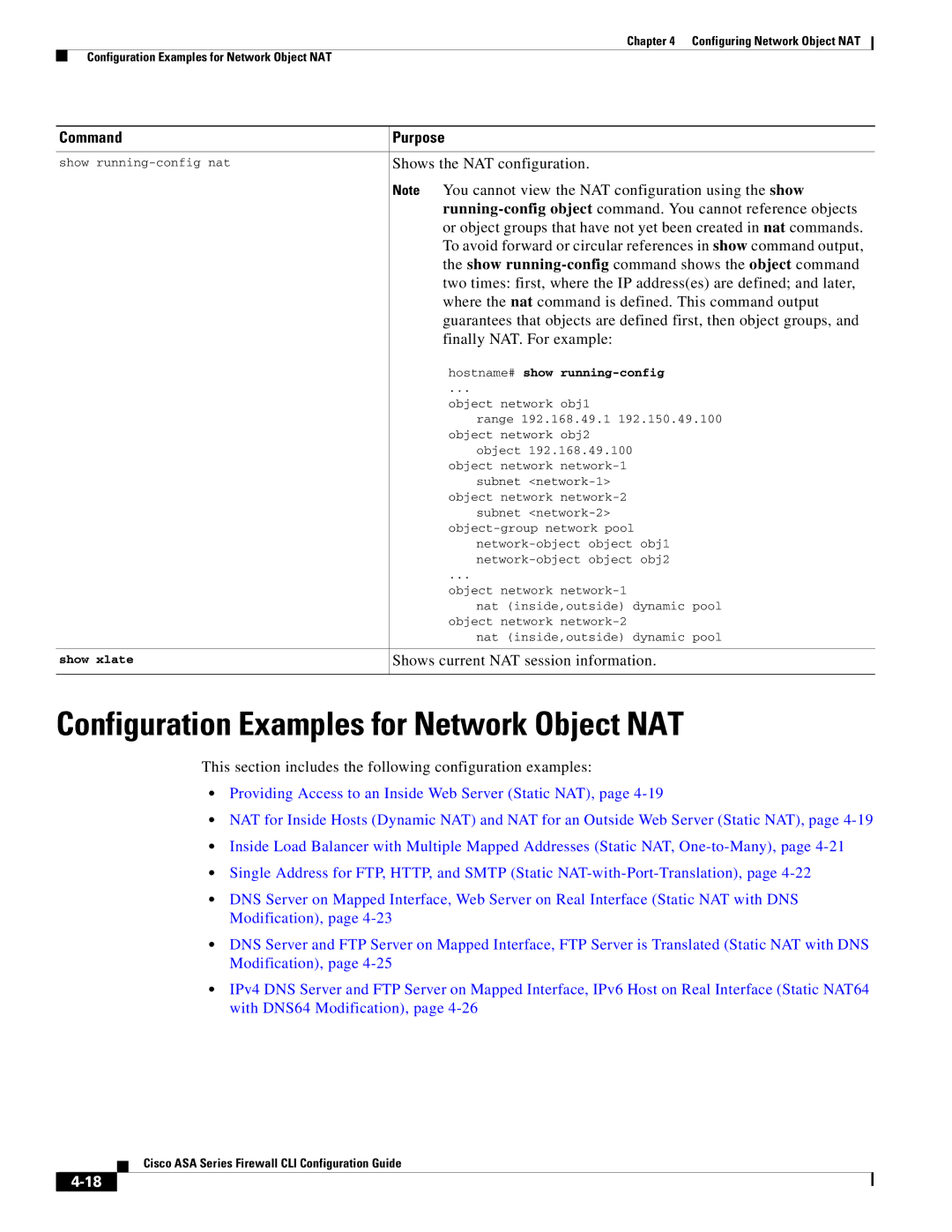 Cisco Systems ASA 5580, ASA 5505, ASA 5545-X, ASA 5555-X, ASA 5585-X manual Configuration Examples for Network Object NAT 