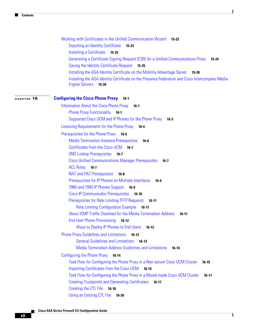 Cisco Systems ASA 5505, ASA 5545-X, ASA 5555-X, ASA 5585-X, ASA 5580 manual Installing a Certificate, Xii 