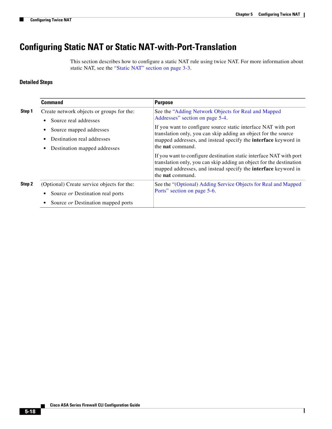 Cisco Systems ASA 5505, ASA 5545-X, ASA 5555-X manual Source or Destination real ports, Source or Destination mapped ports 